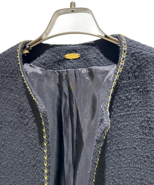 MUSE de Deuxieme Classe（ミューズ ドゥーズィエム クラス）MUSE de Deuxieme Classe (ミューズ ドゥーズィエム クラス) chain tweed JK ブラック サイズ:Fの古着・服飾アイテム