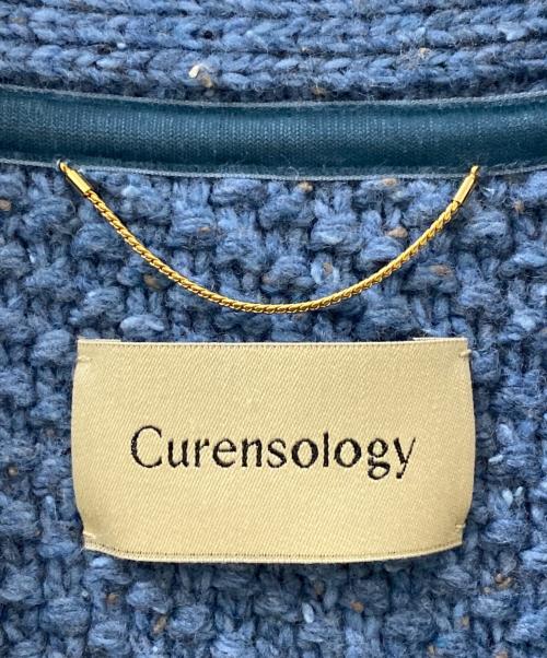 Curensology（カレンソロジー）Curensology (カレンソロジー) ツイーディヤーンニットカーディガン ブルー サイズ:Fの古着・服飾アイテム