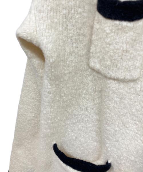 L'appartement（アパルトモン）L'appartement (アパルトモン) Bicolor Knit Cardigan ホワイト サイズ:Freeの古着・服飾アイテム