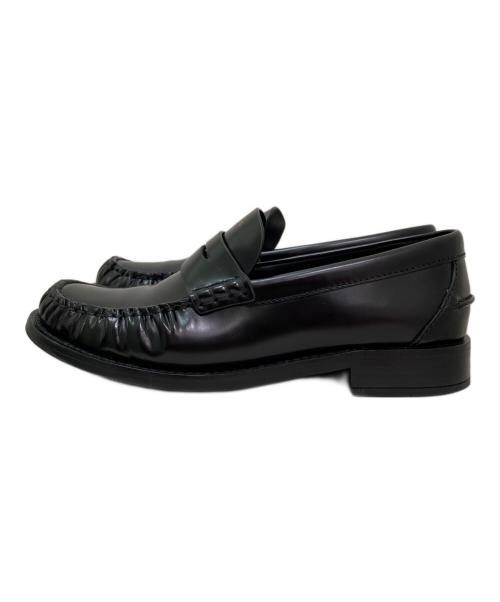 PRADA（プラダ）PRADA (プラダ) ブラッシュドレザー ローファー ブラック サイズ:36の古着・服飾アイテム