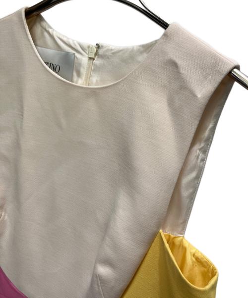 VALENTINO（ヴァレンティノ）VALENTINO (ヴァレンティノ) ノースリーブワンピース ベージュ×ピンク サイズ:40の古着・服飾アイテム