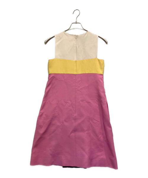VALENTINO（ヴァレンティノ）VALENTINO (ヴァレンティノ) ノースリーブワンピース ベージュ×ピンク サイズ:40の古着・服飾アイテム