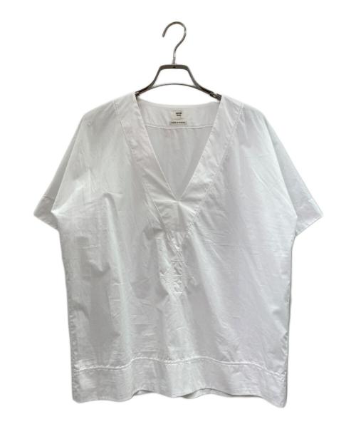 HERMES（エルメス）HERMES (エルメス) V-Neck H Logo Embroidered Blouse Vネック H刺繍ブラウス ホワイト サイズ:38の古着・服飾アイテム