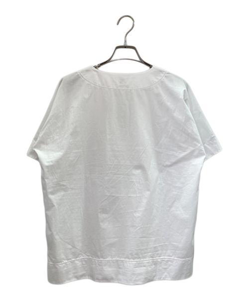 HERMES（エルメス）HERMES (エルメス) V-Neck H Logo Embroidered Blouse Vネック H刺繍ブラウス ホワイト サイズ:38の古着・服飾アイテム