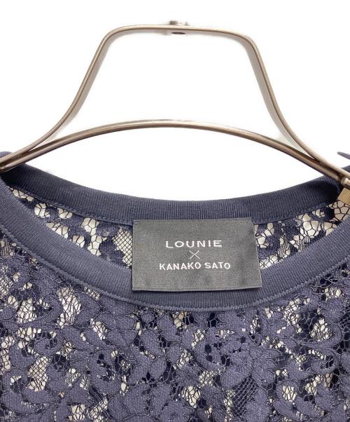 LOUNIE（ルーニー）LOUNIE (ルーニー) Kanako Sato (カナコ サトウ) レースTブラウス ネイビー サイズ:38の古着・服飾アイテム