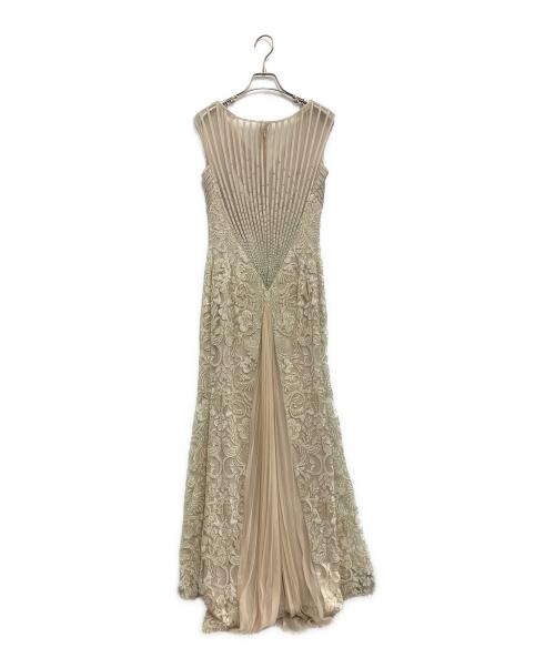 TADASHI SHOJI（タダシ ショージ）TADASHI SHOJI (タダシ ショージ) コードレースプリーツロングドレス ベージュの古着・服飾アイテム