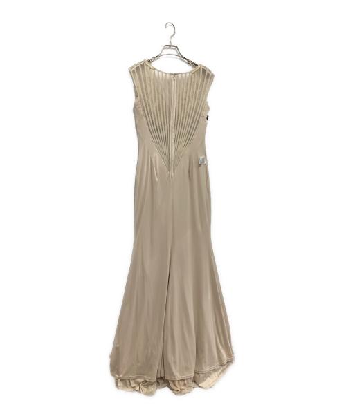 TADASHI SHOJI（タダシ ショージ）TADASHI SHOJI (タダシ ショージ) コードレースプリーツロングドレス ベージュの古着・服飾アイテム