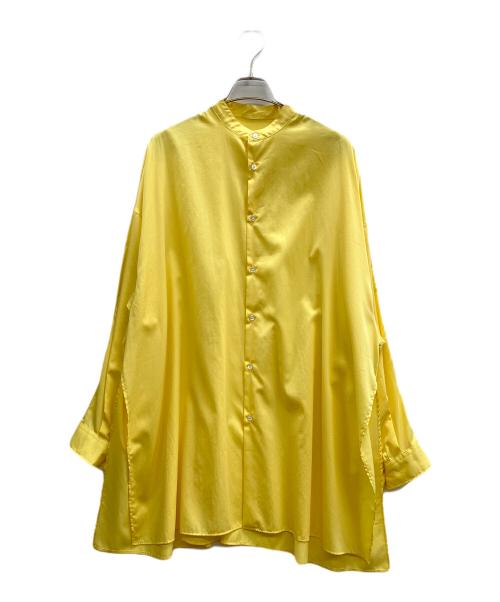 Graphpaper（グラフペーパー）Graphpaper (グラフペーパー) Silicon Poplin Deep Slit Band Collar Shirt イエローの古着・服飾アイテム