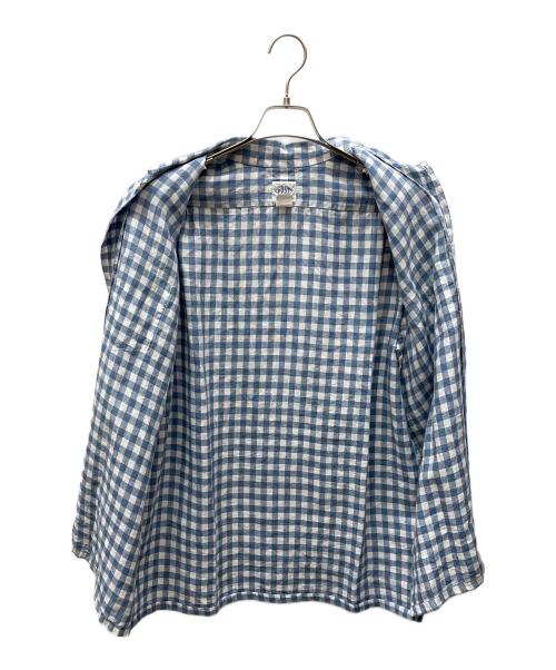 POST O'ALLS（ポストオーバーオールズ）POST O'ALLS (ポストオーバーオールズ) NEUTRA 4 S/S - Linen Block Check ブルー×ホワイト サイズ:Ｍの古着・服飾アイテム