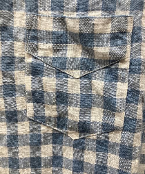 POST O'ALLS（ポストオーバーオールズ）POST O'ALLS (ポストオーバーオールズ) NEUTRA 4 S/S - Linen Block Check ブルー×ホワイト サイズ:Ｍの古着・服飾アイテム