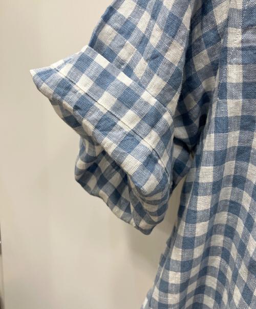 POST O'ALLS（ポストオーバーオールズ）POST O'ALLS (ポストオーバーオールズ) NEUTRA 4 S/S - Linen Block Check ブルー×ホワイト サイズ:Ｍの古着・服飾アイテム