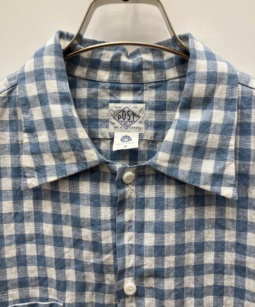 POST O'ALLS（ポストオーバーオールズ）POST O'ALLS (ポストオーバーオールズ) NEUTRA 4 S/S - Linen Block Check ブルー×ホワイト サイズ:Ｍの古着・服飾アイテム