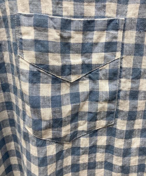 POST O'ALLS（ポストオーバーオールズ）POST O'ALLS (ポストオーバーオールズ) NEUTRA 4 S/S - Linen Block Check ブルー×ホワイト サイズ:Ｍの古着・服飾アイテム
