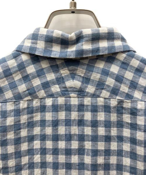 POST O'ALLS（ポストオーバーオールズ）POST O'ALLS (ポストオーバーオールズ) NEUTRA 4 S/S - Linen Block Check ブルー×ホワイト サイズ:Ｍの古着・服飾アイテム