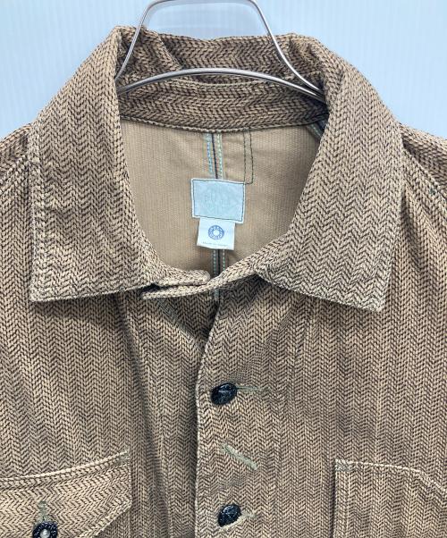 POST O'ALLS（ポストオーバーオールズ）POST O'ALLS (ポストオーバーオールズ) Engineers' Jacket : herringbone print corduroy ブラウン サイズ:Mの古着・服飾アイテム