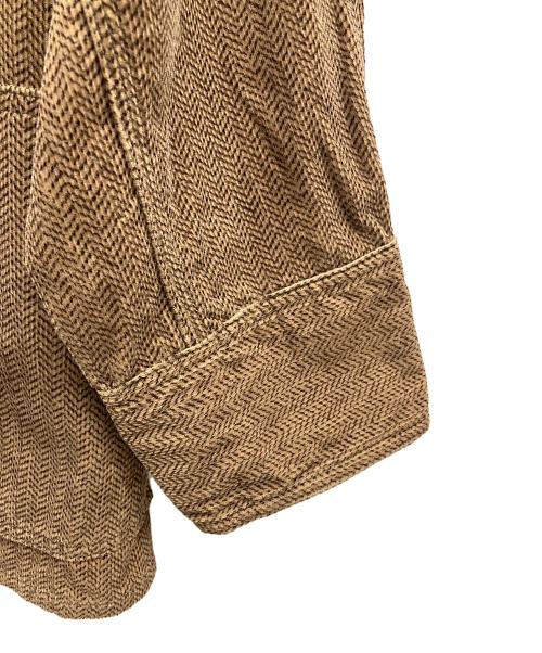 POST O'ALLS（ポストオーバーオールズ）POST O'ALLS (ポストオーバーオールズ) Engineers' Jacket : herringbone print corduroy ブラウン サイズ:Mの古着・服飾アイテム