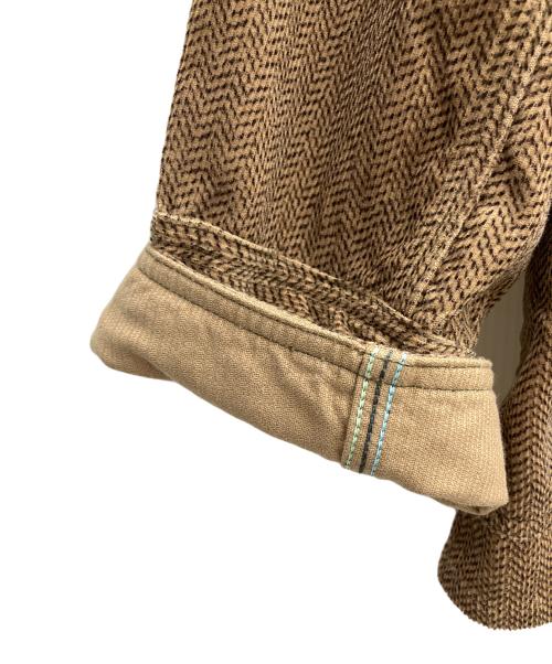 POST O'ALLS（ポストオーバーオールズ）POST O'ALLS (ポストオーバーオールズ) Engineers' Jacket : herringbone print corduroy ブラウン サイズ:Mの古着・服飾アイテム