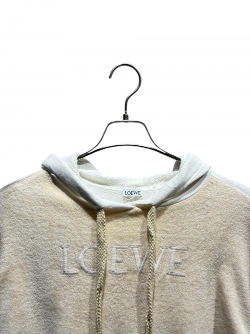 LOEWE（ロエベ）LOEWE (ロエベ) フラワーエンブロイダリーロゴプルオーバーパーカ ベージュ×ホワイト サイズ:Sの古着・服飾アイテム