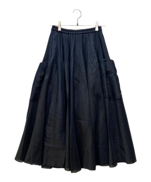 UNITED ARROWS（ユナイテッドアローズ）UNITED ARROWS (ユナイテッドアローズ) オーガンジー ポケット プリーツスカート ブラック サイズ:FREEの古着・服飾アイテム