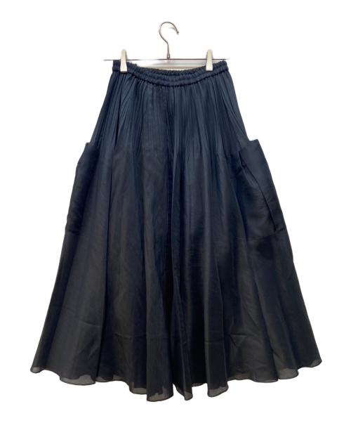 UNITED ARROWS（ユナイテッドアローズ）UNITED ARROWS (ユナイテッドアローズ) オーガンジー ポケット プリーツスカート ブラック サイズ:FREEの古着・服飾アイテム