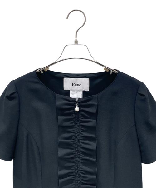 Rene（ルネ）Rene (ルネ) フロントフリルワンピース ブラック サイズ:36の古着・服飾アイテム