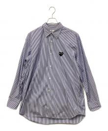 PLAY COMME des GARCONS（プレイコムデギャルソン）の古着「Stripe Shirt With Black Emblem Pattern」｜ブルー