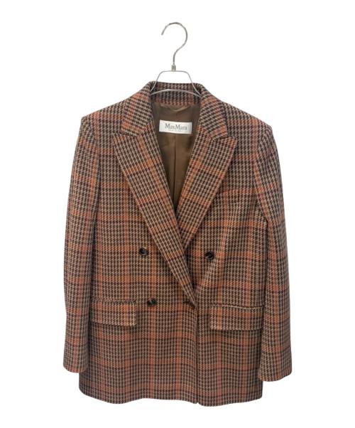MaxMara（マックスマーラ）MaxMara (マックスマーラ) ダブルブレストブレザー/Guelfo Jersey Jacket ブラウン サイズ:40の古着・服飾アイテム