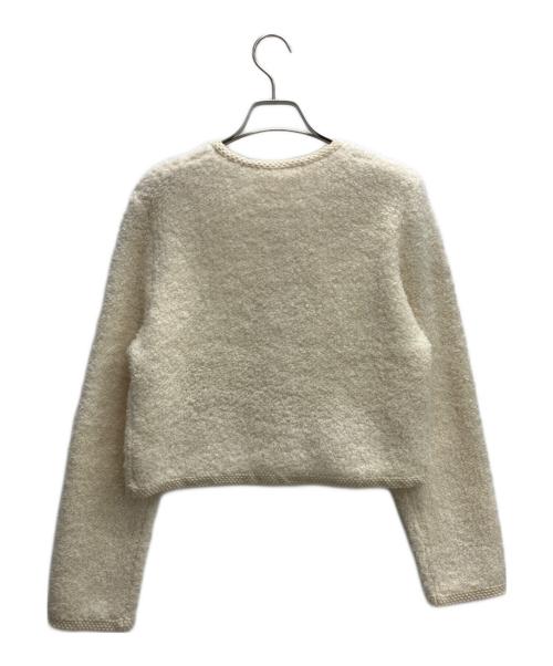 MACPHEE（マカフィー）MACPHEE (マカフィー) ムートン クルーネックカーディガン アイボリー サイズ:Sの古着・服飾アイテム