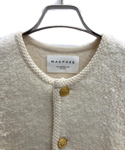 MACPHEE（マカフィー）MACPHEE (マカフィー) ムートン クルーネックカーディガン アイボリー サイズ:Sの古着・服飾アイテム