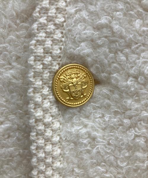 MACPHEE（マカフィー）MACPHEE (マカフィー) ムートン クルーネックカーディガン アイボリー サイズ:Sの古着・服飾アイテム