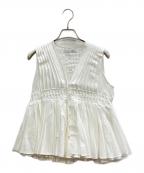 L'AUBE BLANCローブ ブラン）の古着「Cotton Tiered Volume Blouse」｜ホワイト
