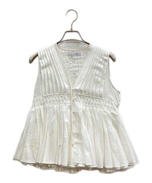 L'AUBE BLANC（ローブ ブラン）L'AUBE BLANC (ローブ ブラン) Cotton Tiered Volume Blouse ホワイト サイズ:Fの古着・服飾アイテム