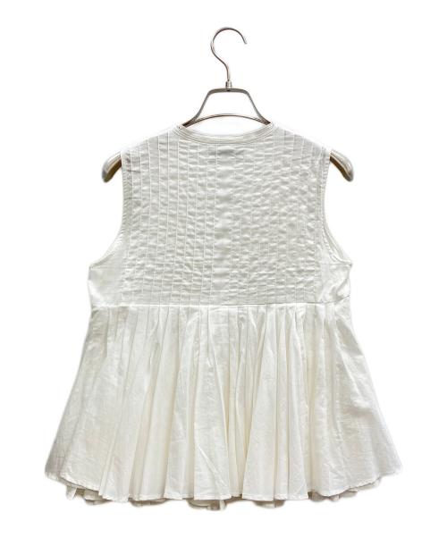 L'AUBE BLANC（ローブ ブラン）L'AUBE BLANC (ローブ ブラン) Cotton Tiered Volume Blouse ホワイト サイズ:Fの古着・服飾アイテム