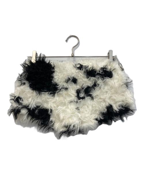 THEREDTHREAD（ザレッドスレッド）THEREDTHREAD (ザレッドスレッド) S ring biker shorts cow whxbk M ホワイト×ブラック サイズ:Sの古着・服飾アイテム