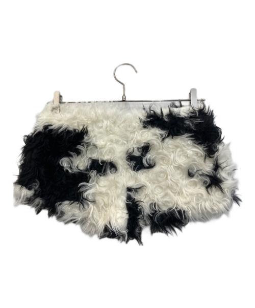 THEREDTHREAD（ザレッドスレッド）THEREDTHREAD (ザレッドスレッド) S ring biker shorts cow whxbk M ホワイト×ブラック サイズ:Sの古着・服飾アイテム