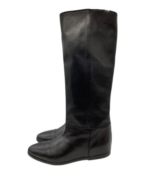 CORSO ROMA 9（コルソローマノーヴェ）CORSO ROMA 9 (コルソローマノーヴェ) GRACE CONTINENTAL (グレースコンチネンタル) レザーロングブーツ ブラック サイズ:38の古着・服飾アイテム