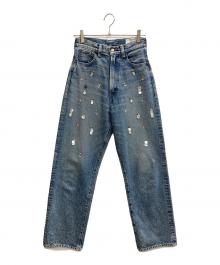 sara mallika×Oblada（サラマリカ×オブラダ）の古着「Sequins Embroidery Denim Pants」｜ブルー