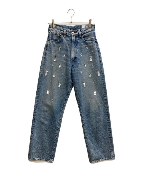 sara mallika（サラマリカ）sara mallika (サラマリカ) oblada (オブラダ) Sequins Embroidery Denim Pants ブルー サイズ:W24の古着・服飾アイテム