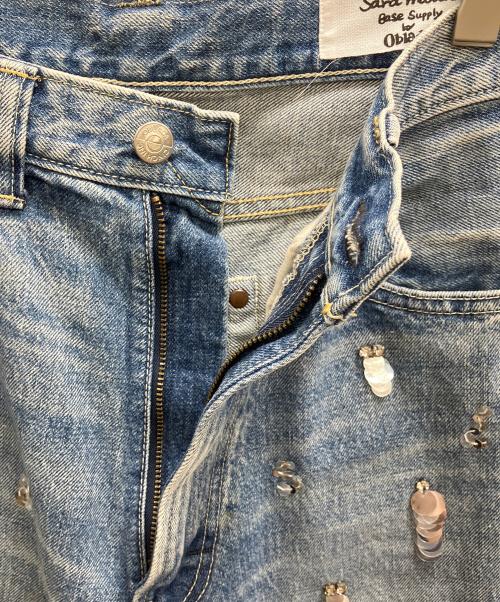 sara mallika（サラマリカ）sara mallika (サラマリカ) oblada (オブラダ) Sequins Embroidery Denim Pants ブルー サイズ:W24の古着・服飾アイテム