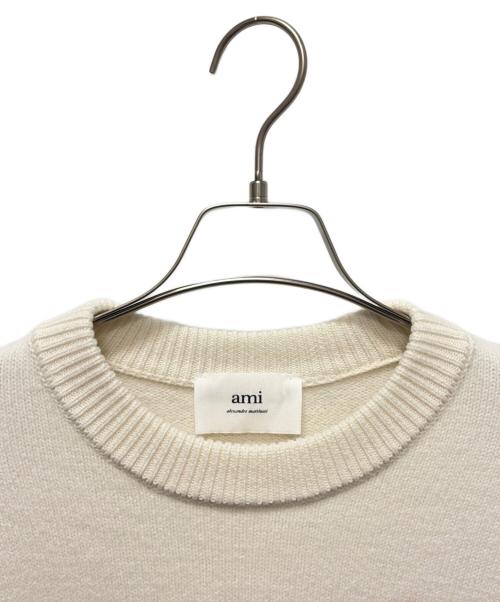 AMI PARIS（アミ パリス）AMI PARIS (アミ パリス) ハートロゴクルーネックニット ホワイト サイズ:Sの古着・服飾アイテム