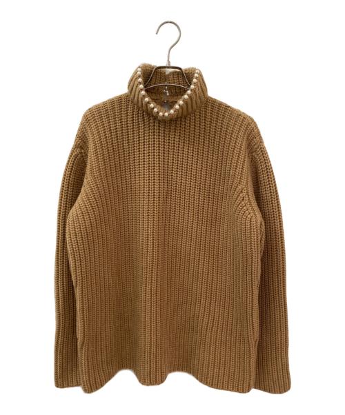 LOEWE（ロエベ）LOEWE (ロエベ) パールタートルネックニット キャメル サイズ:Mの古着・服飾アイテム