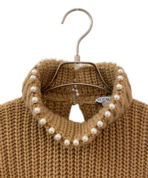 LOEWE（ロエベ）LOEWE (ロエベ) パールタートルネックニット キャメル サイズ:Mの古着・服飾アイテム