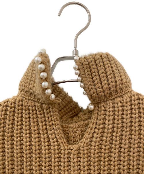 LOEWE（ロエベ）LOEWE (ロエベ) パールタートルネックニット キャメル サイズ:Mの古着・服飾アイテム