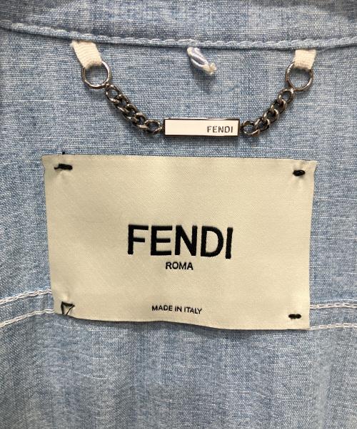 FENDI（フェンディ）FENDI (フェンディ) FFロゴ コットンシャツ ライトブルー サイズ:8の古着・服飾アイテム