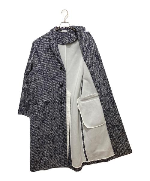 JIL SANDER（ジルサンダー）JIL SANDER (ジルサンダー) ツイードロングコート ネイビー サイズ:44の古着・服飾アイテム