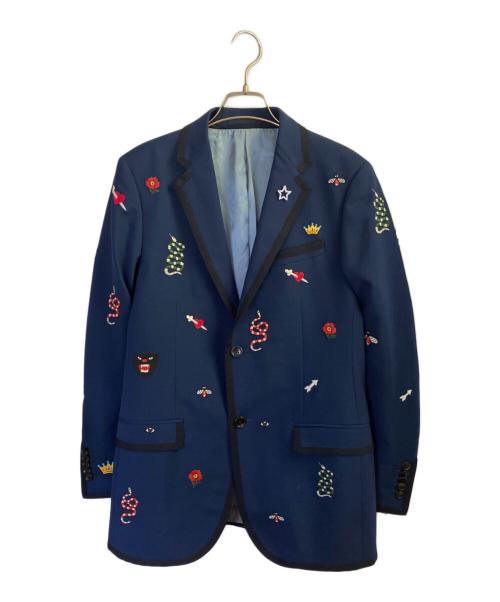 GUCCI（グッチ）GUCCI (グッチ) ナコ エンブロイダリー ジャケット ネイビー サイズ:46の古着・服飾アイテム