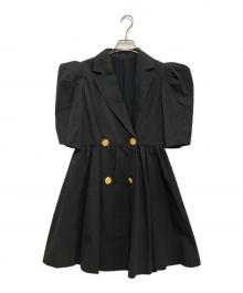OBLI（オブリ）の古着「ジャケットパワーショルダーワンピース」｜ブラック