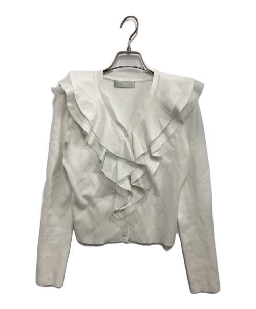 CELFORD（セルフォード）CELFORD (セルフォード) フリルニットカーディガン ホワイト サイズ:Freeの古着・服飾アイテム