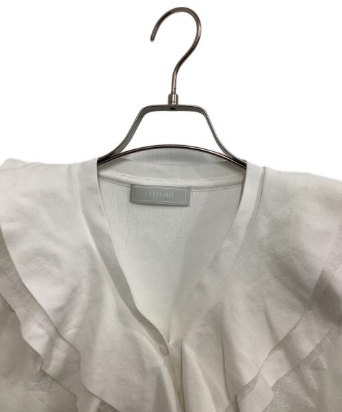 CELFORD（セルフォード）CELFORD (セルフォード) フリルニットカーディガン ホワイト サイズ:Freeの古着・服飾アイテム