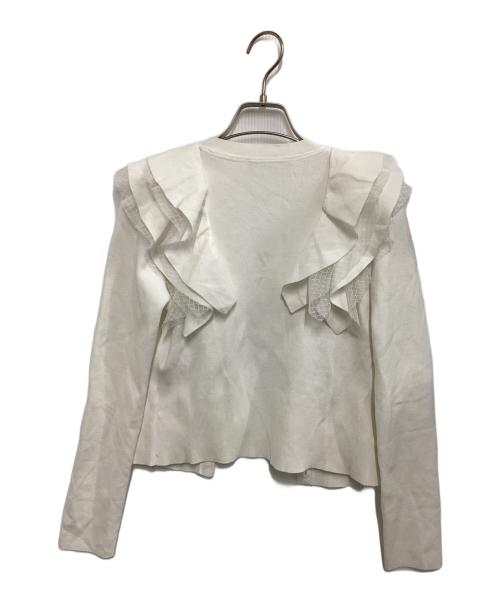 CELFORD（セルフォード）CELFORD (セルフォード) フリルニットカーディガン ホワイト サイズ:Freeの古着・服飾アイテム